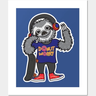 Sloth Donut Worry Posters and Art